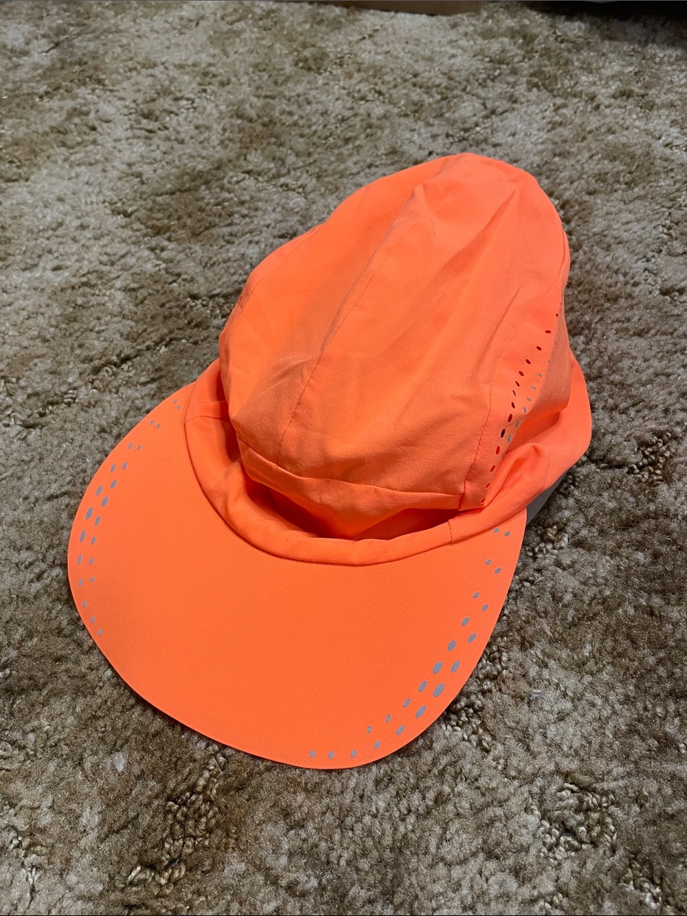 Lululemon Race Kit Hat Cap Sunset Neon Orange Reflective Running L/XL Adjustable